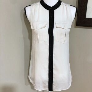 *J. CREW* White Sheer Button Down Sleeveless Top Size 0